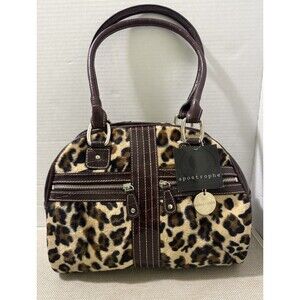 Apostrophe Y2K Faux-Fur Croc Trim Leopard Print Satchel Dome Bag Mobwife Unused